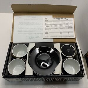 Sakura Set Of 4 Black Espresso/Cappuccino Cups/Saucers